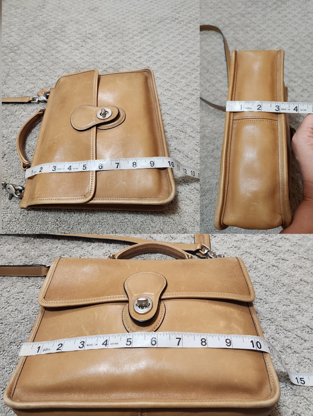 Coach Vintage Willis Bag Tan Leather Top Handle Satchel With Shoulder Strap - Picture 16 of 16